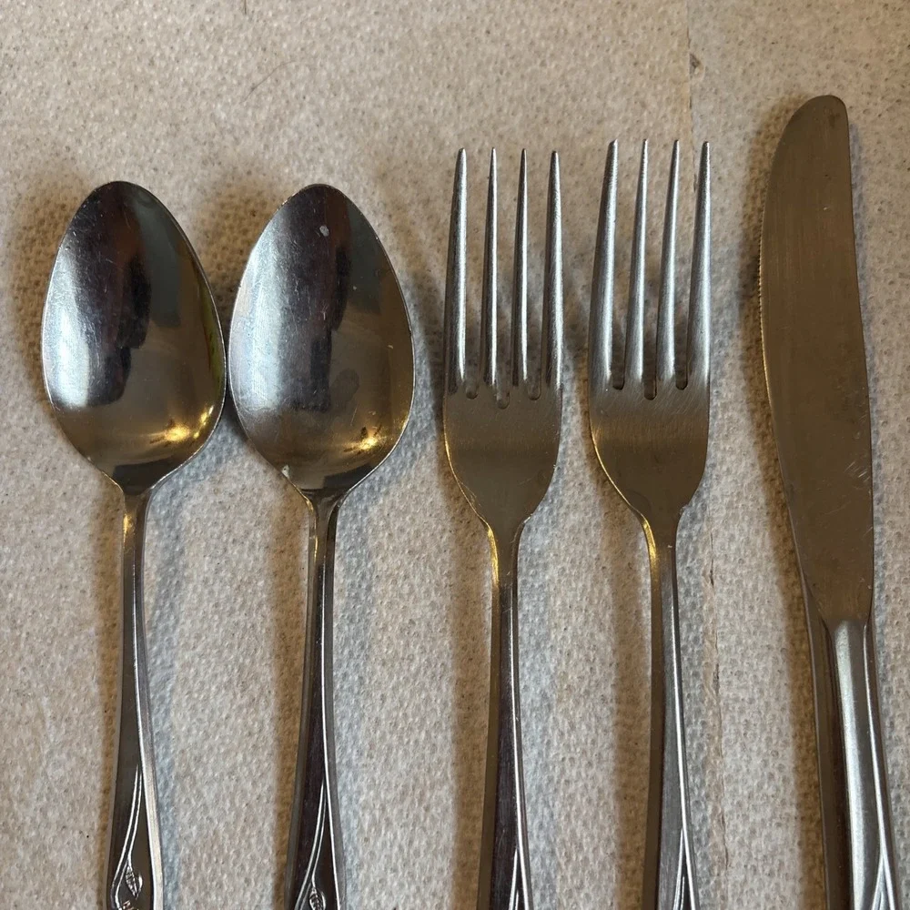 Creative Manor SPRITELY ROSE Stainless 2 Teaspoon 2 Tablespoon 1 Knife Flatware